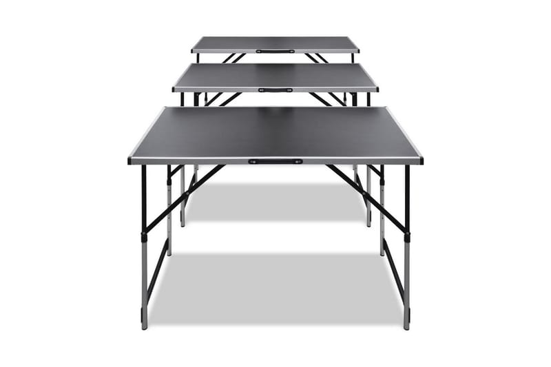 Arbeidsbord 3 stk foldbart høydejusterbart - Grå|Svart - Tapetbord