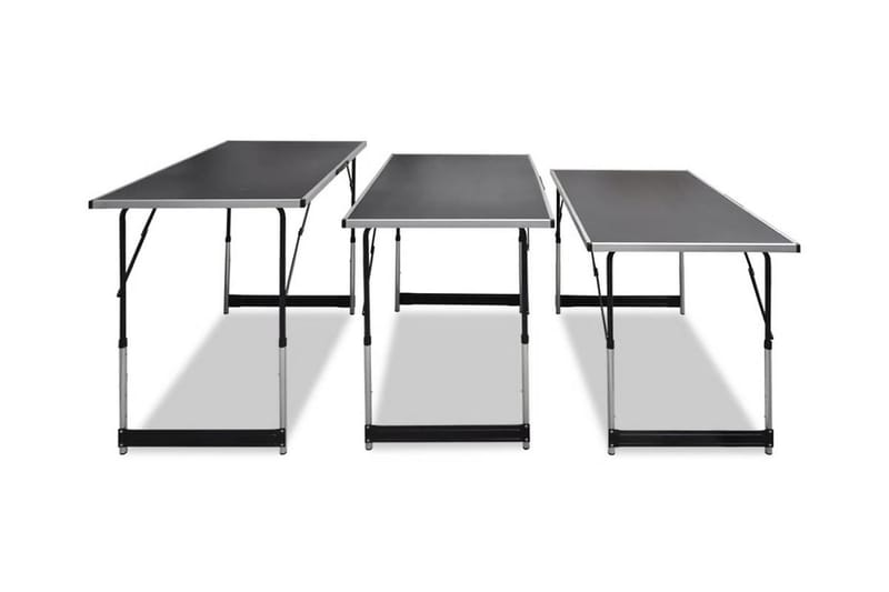 Arbeidsbord 3 stk foldbart høydejusterbart - Grå|Svart - Tapetbord