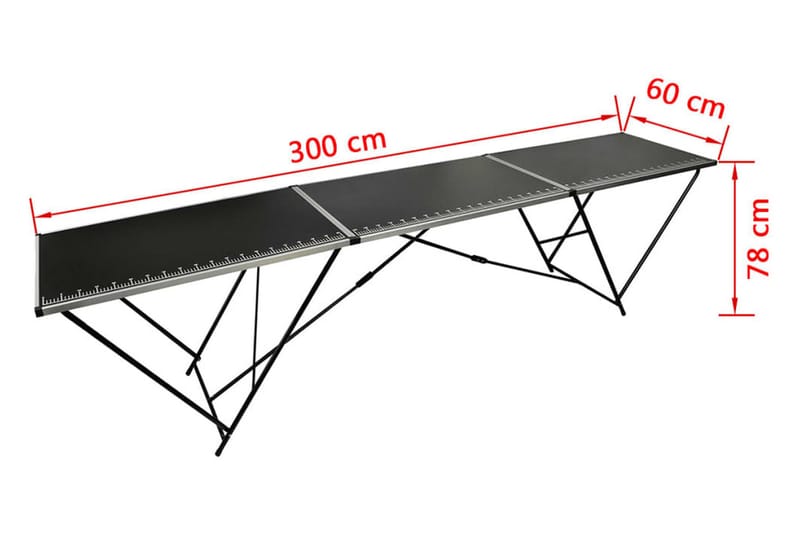 Foldbart tapetbord MDF og aluminium 300x60x78 cm - Tapetbord