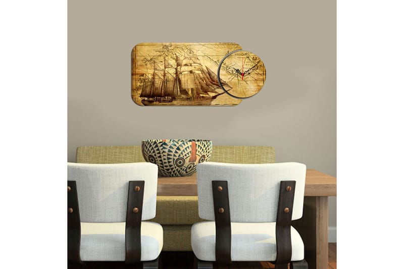 Decorative MDF Clock (2 Pieces) 68x32 - Interiør - Veggdekorasjon - Klokker