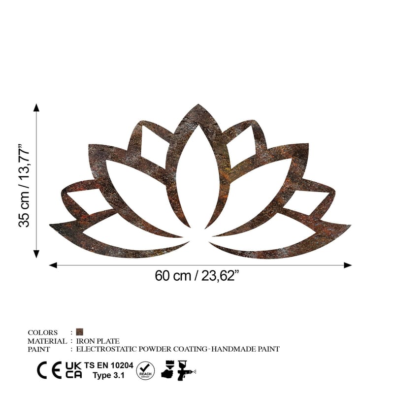 Dekorativt veggtilbehør i metall Wallxpert Rusty Lotus (35 x 60 cm) - Brun - Interiør - Veggdekorasjon - Wallstickers