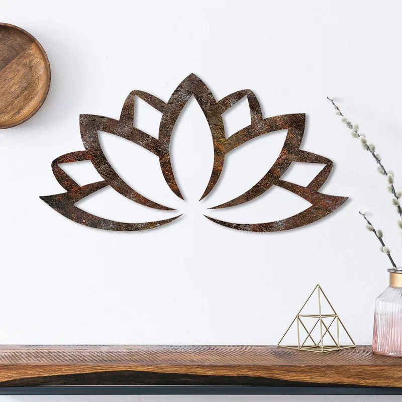 Dekorativt veggtilbehør i metall Wallxpert Rusty Lotus (35 x 60 cm) - Brun - Interiør - Veggdekorasjon - Wallstickers