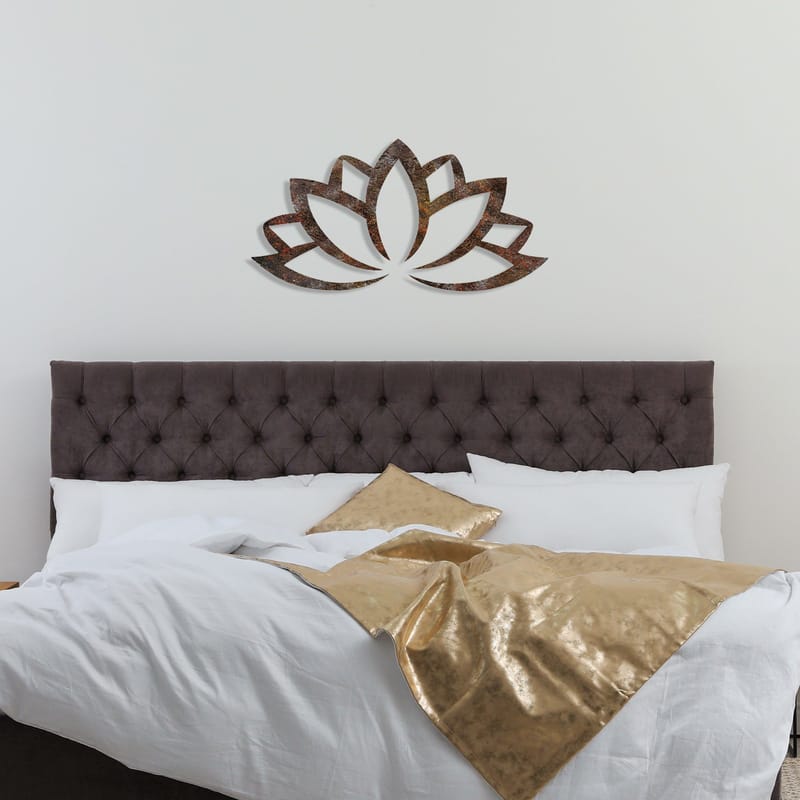 Dekorativt veggtilbehør i metall Wallxpert Rusty Lotus (35 x 60 cm) - Brun - Interiør - Veggdekorasjon - Wallstickers