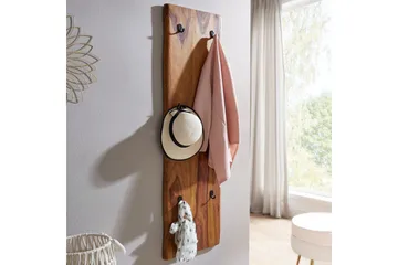 Garderobe Wohnling Vegghengt knaggrekke laget av massivt tre, to-rads krokrekke - Interiør - Veggdekorasjon - Dekorativ plast
