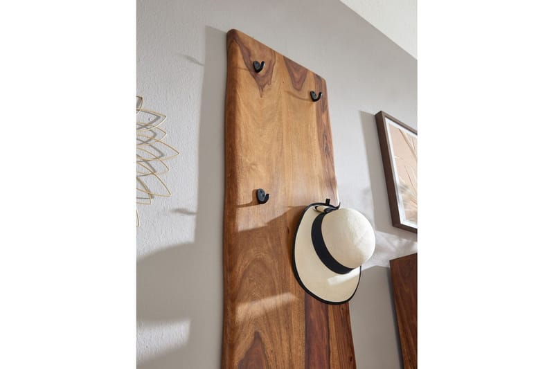 Garderobe Wohnling Vegghengt knaggrekke laget av massivt tre, to-rads krokrekke - Interiør - Veggdekorasjon - Dekorativ plast