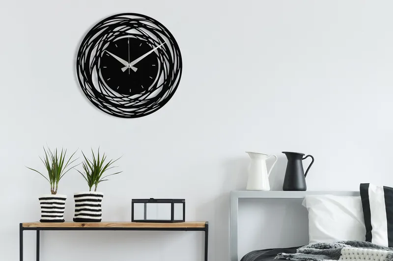 Achterdis Veggklokke Abstrakt, Svart