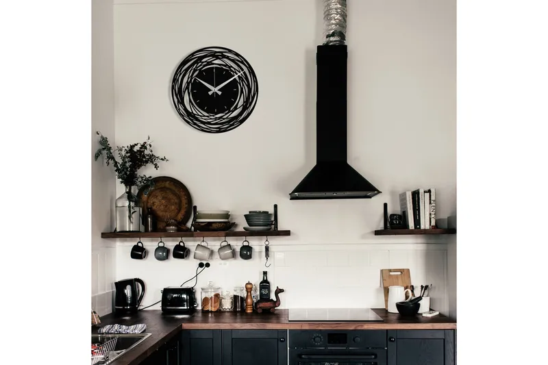 Achterdis Veggklokke Abstrakt - Svart - Interiør - Veggdekorasjon - Klokker