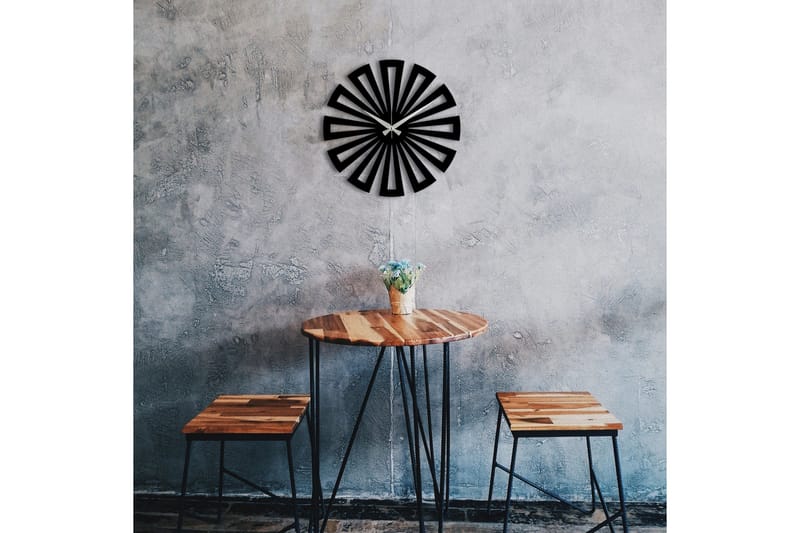 Achterdis Veggklokke Firekantet Mønster - Svart - Interiør - Veggdekorasjon - Klokker