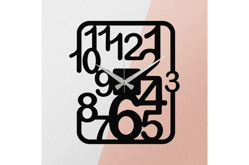 Achterdis Veggklokke Firekantete - Svart - Interiør - Veggdekorasjon - Klokker