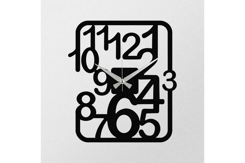 Achterdis Veggklokke Firekantete - Svart - Interiør - Veggdekorasjon - Klokker