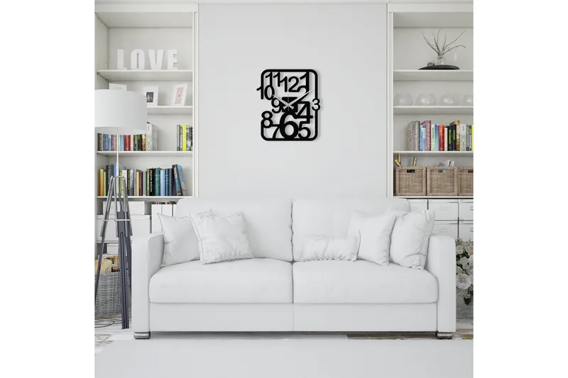 Achterdis Veggklokke Firekantete - Svart - Interiør - Veggdekorasjon - Klokker