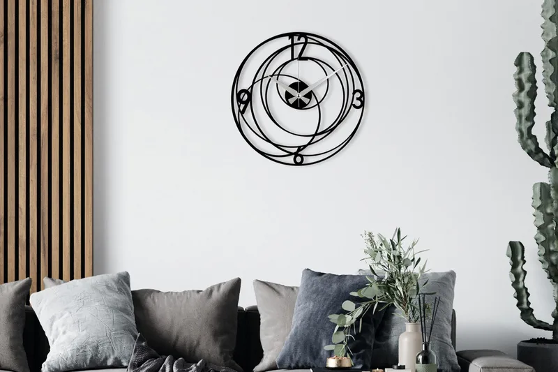 Achterdis Veggklokke Sirkler, Svart