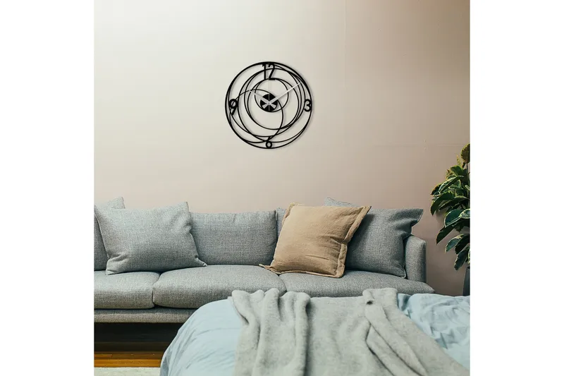 Achterdis Veggklokke Sirkler - Svart - Interiør - Veggdekorasjon - Klokker