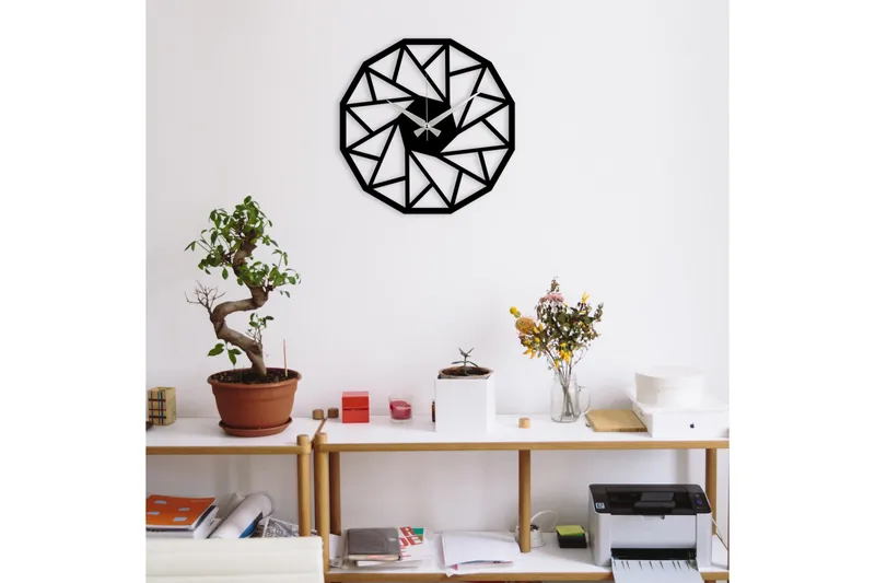 Achterdis Veggklokke Triangel Mønster - Svart - Interiør - Veggdekorasjon - Klokker