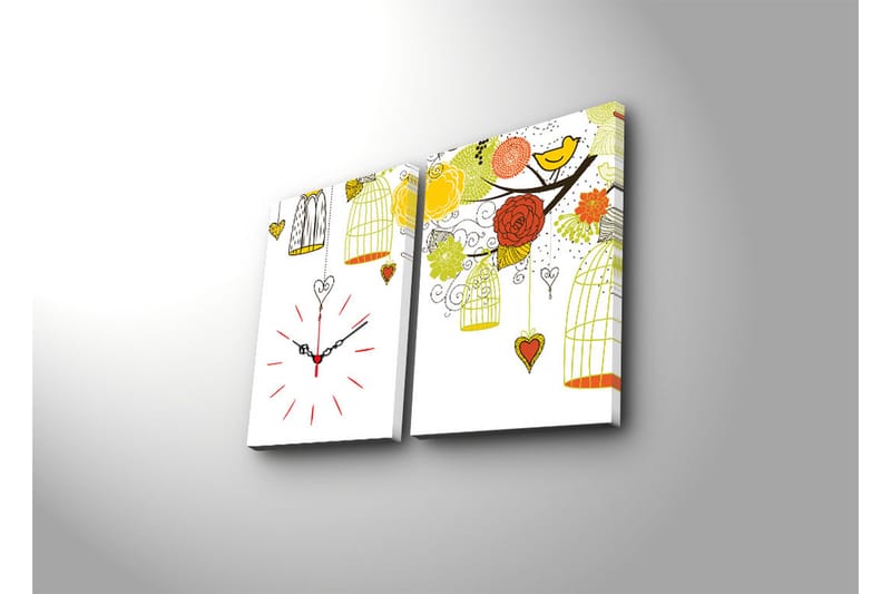 Canvasbilde Dekorativ med Klokke 2 Deler - Flerfarget - Klokker