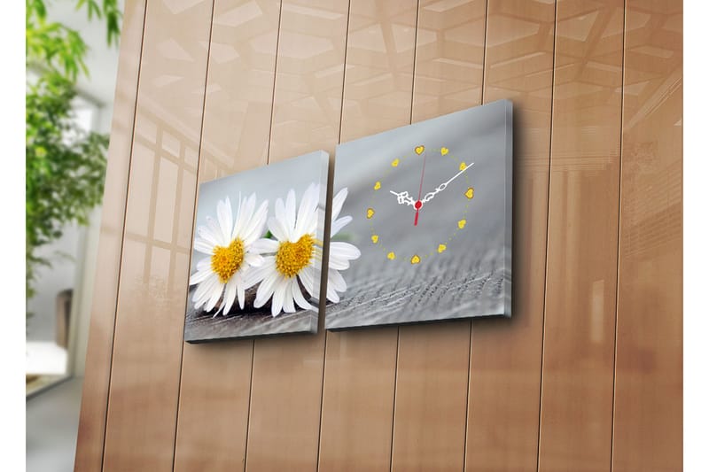 Canvasbilde Dekorativ med Klokke 2 Deler - Flerfarget - Interiør - Veggdekorasjon - Klokker
