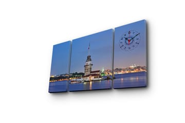 Canvasbilde Dekorativ med Klokke 3 Deler - Flerfarget - Interiør - Veggdekorasjon - Klokker