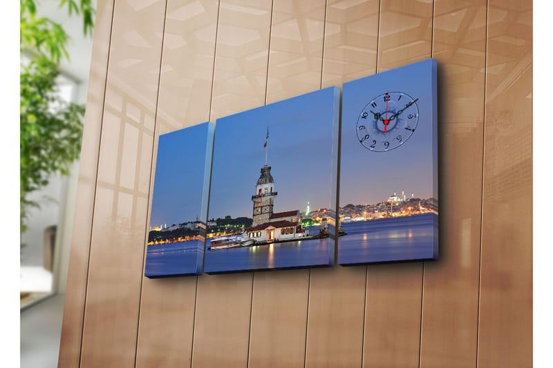 Canvasbilde Dekorativ med Klokke 3 Deler - Flerfarget - Interiør - Veggdekorasjon - Klokker