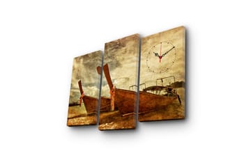 Canvasbilde Dekorativ med Klokke 3 Deler - Flerfarget - Interiør - Veggdekorasjon - Klokker