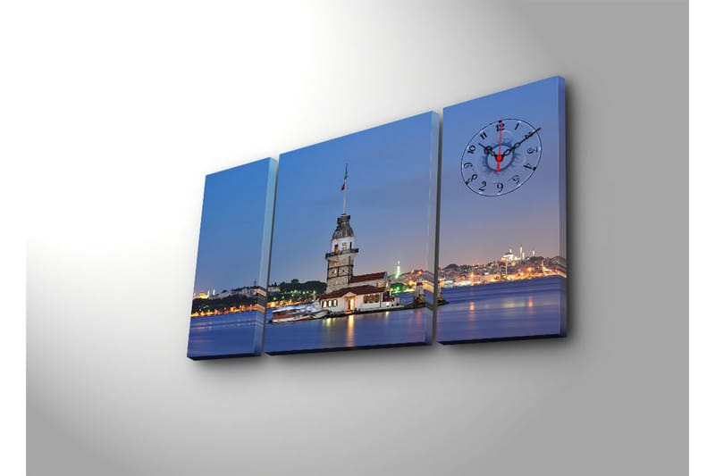 Canvasbilde Dekorativ med Klokke 3 Deler - Flerfarget - Interiør - Veggdekorasjon - Klokker