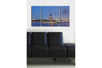 Canvasbilde Dekorativ med Klokke 3 Deler - Flerfarget - Interiør - Veggdekorasjon - Klokker