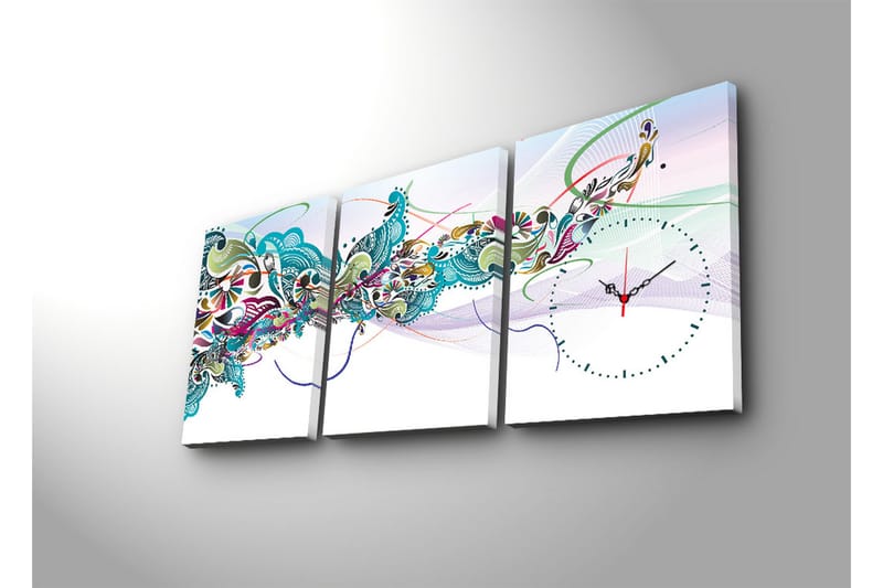 Canvasbilde Dekorativ med Klokke 3 Deler - Flerfarget - Klokker