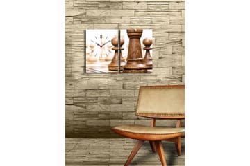 Dekorativ Canvasbilde med Klokke 2 Deler - Flerfarget - Interiør - Veggdekorasjon - Klokker