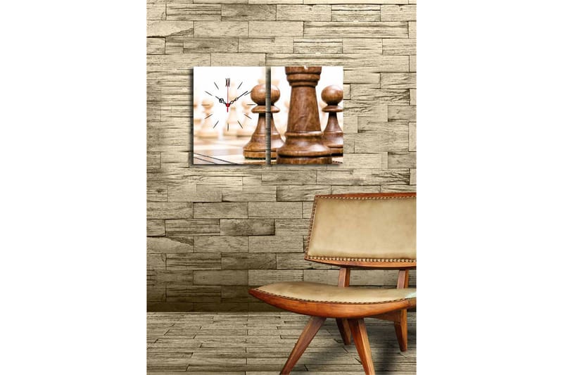 Dekorativ Canvasbilde med Klokke 2 Deler - Flerfarget - Interiør - Veggdekorasjon - Klokker