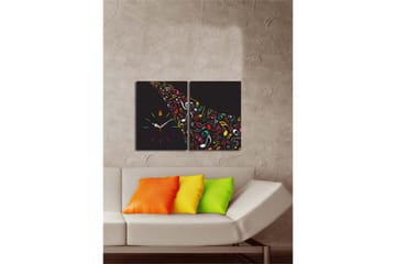 Dekorativ Canvasbilde med Klokke 2 Deler - Flerfarget - Interiør - Veggdekorasjon - Klokker