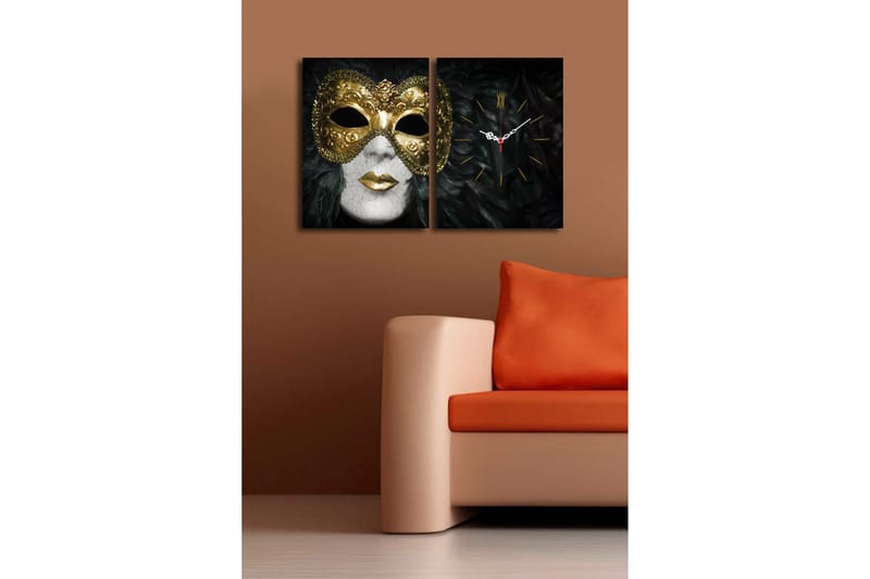 Dekorativ Canvasbilde med Klokke 2 Deler - Flerfarget - Interiør - Veggdekorasjon - Klokker