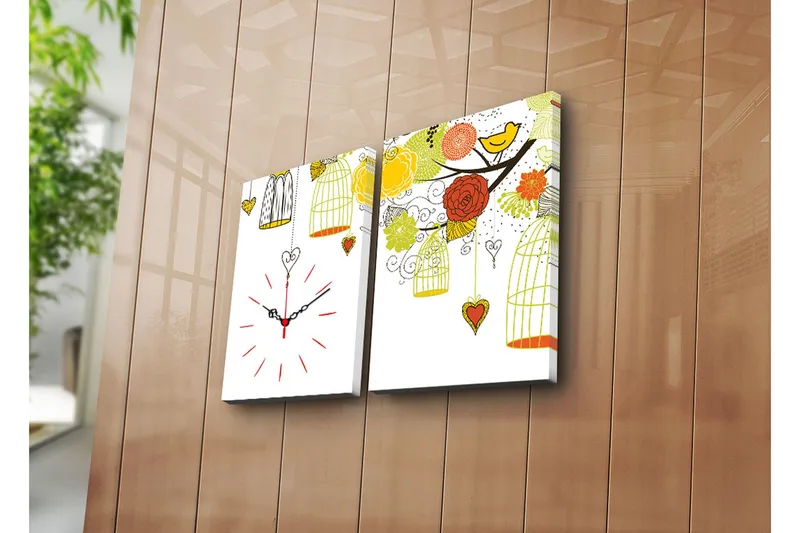 Dekorativ Canvasbilde med Klokke 2 Deler, Flerfarget