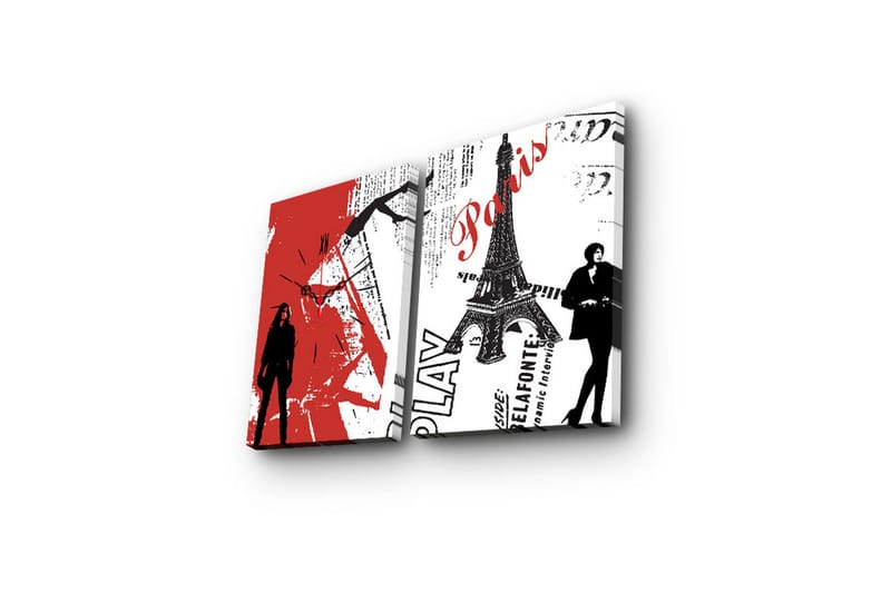 Dekorativ Canvasbilde med Klokke 2 Deler - Flerfarget - Interiør - Veggdekorasjon - Klokker