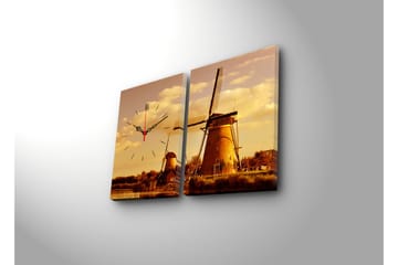 Dekorativ Canvasbilde med Klokke 2 Deler - Flerfarget - Interiør - Veggdekorasjon - Klokker