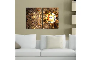 Dekorativ Canvasbilde med Klokke 2 Deler - Flerfarget - Interiør - Veggdekorasjon - Klokker