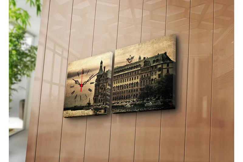 Dekorativ Canvasbilde med Klokke 2 Deler, Flerfarget