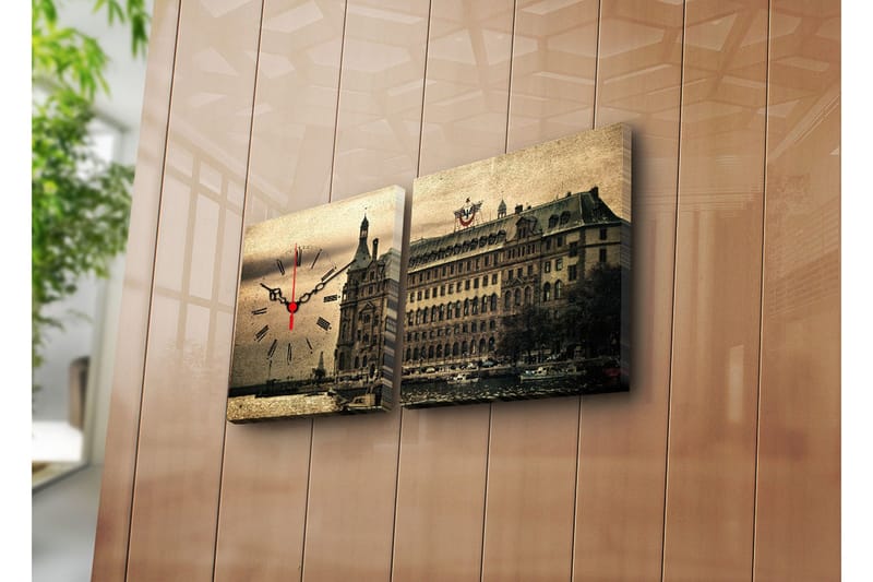 Dekorativ Canvasbilde med Klokke 2 Deler, Flerfarget