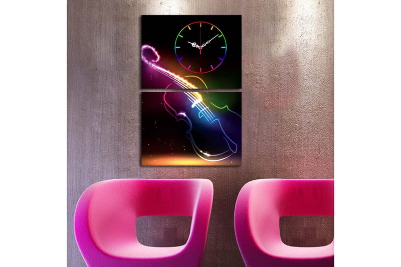 Dekorativ Canvasbilde med Klokke 2 Deler - Flerfarget - Interiør - Veggdekorasjon - Klokker