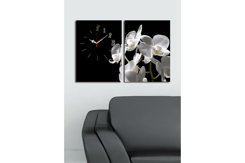 Dekorativ Canvasbilde med Klokke 2 Deler - Flerfarget - Interiør - Veggdekorasjon - Klokker