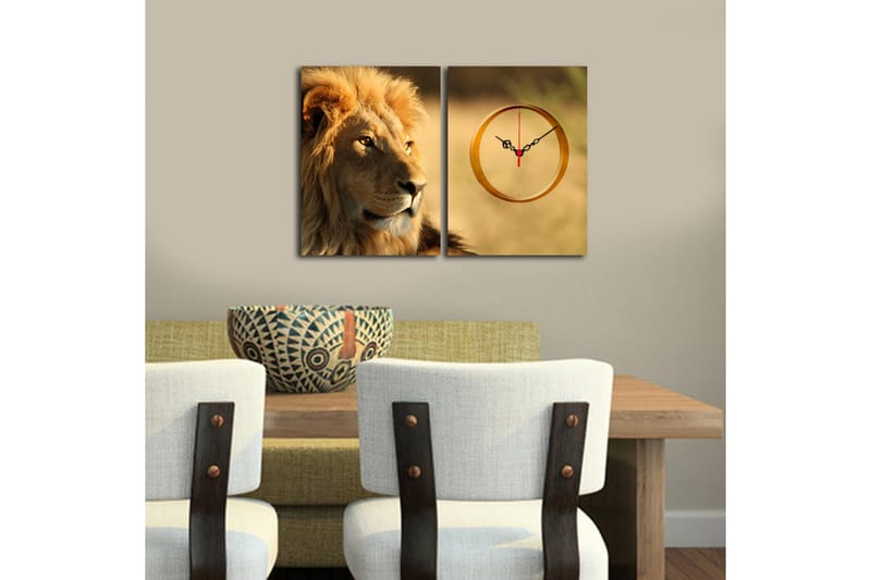 Dekorativ Canvasbilde med Klokke 2 Deler - Flerfarget - Interiør - Veggdekorasjon - Klokker