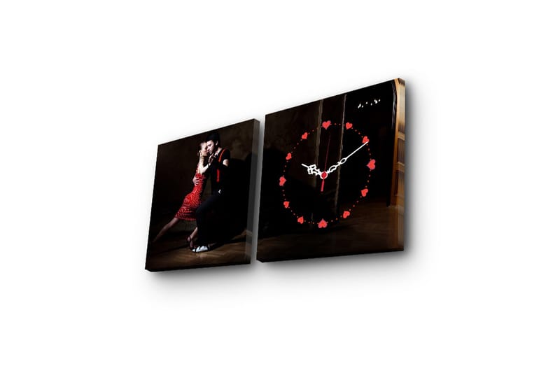 Dekorativ Canvasbilde med Klokke 2 Deler - Flerfarget - Interiør - Veggdekorasjon - Klokker