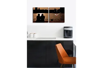 Dekorativ Canvasbilde med Klokke 2 Deler - Flerfarget - Interiør - Veggdekorasjon - Klokker