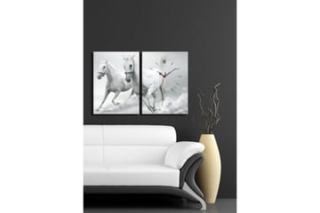 Dekorativ Canvasbilde med Klokke 2 Deler - Flerfarget - Interiør - Veggdekorasjon - Klokker