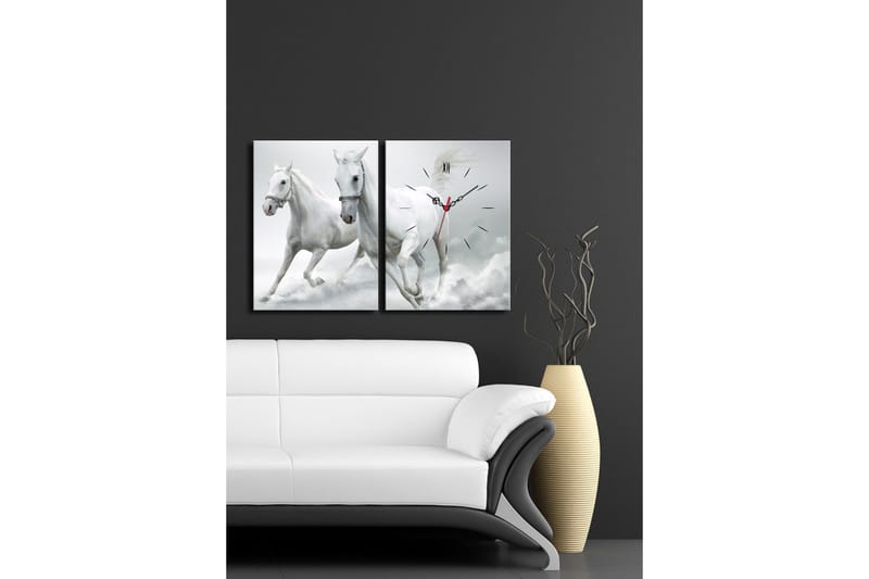 Dekorativ Canvasbilde med Klokke 2 Deler - Flerfarget - Interiør - Veggdekorasjon - Klokker