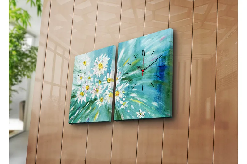 Dekorativ Canvasbilde med Klokke 2 Deler, Flerfarget