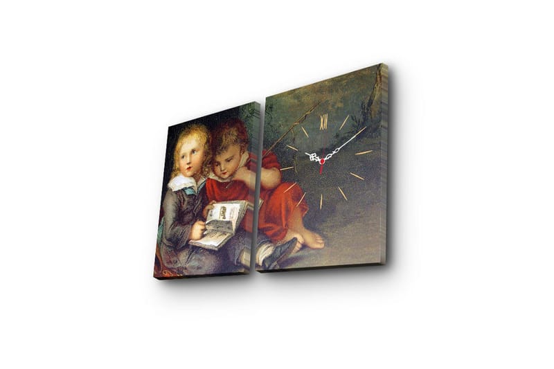 Dekorativ Canvasbilde med Klokke 2 Deler - Flerfarget - Interiør - Veggdekorasjon - Klokker