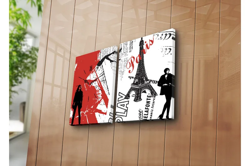 Dekorativ Canvasbilde med Klokke 2 Deler, Flerfarget