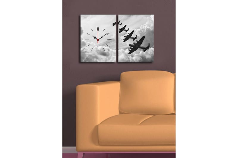 Dekorativ Canvasbilde med Klokke 2 Deler - Flerfarget - Interiør - Veggdekorasjon - Klokker