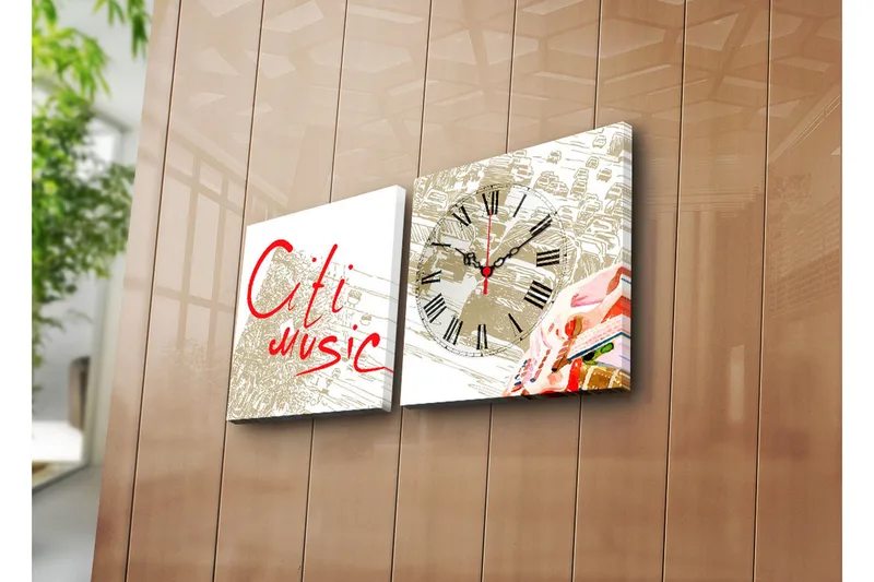 Dekorativ Canvasbilde med Klokke 2 Deler, Flerfarget