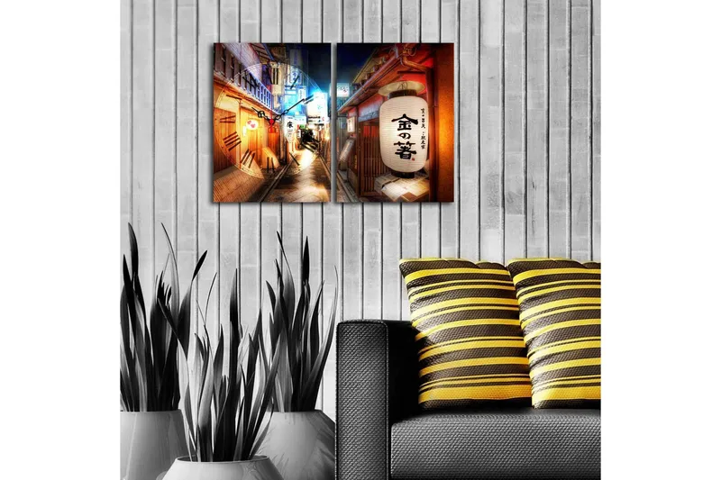 Dekorativ Canvasbilde med Klokke 2 Deler - Flerfarget - Interiør - Veggdekorasjon - Klokker