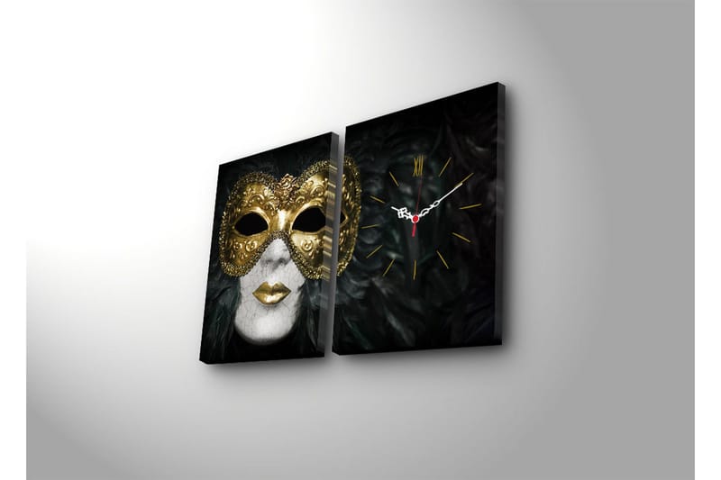 Dekorativ Canvasbilde med Klokke 2 Deler - Flerfarget - Interiør - Veggdekorasjon - Klokker